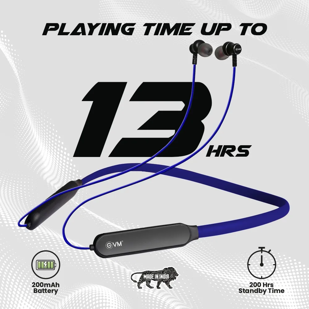 EVM Bluetooth Neckband Earphone Ensport (NB-027) Blue view 4